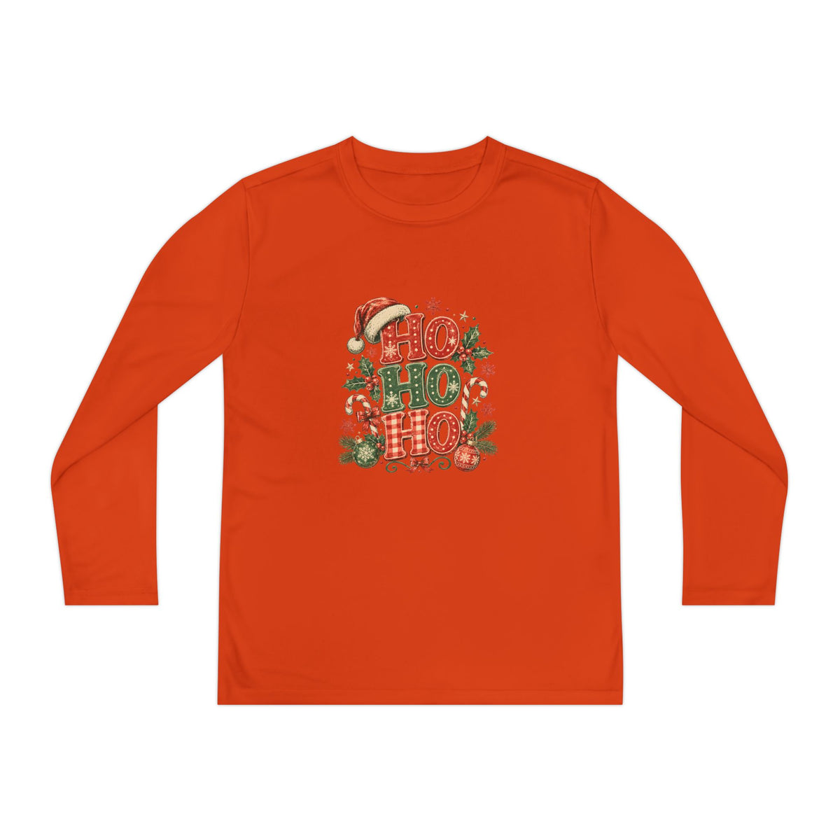 Kids Christmas Long Sleeve Tee — 'Ho Ho Ho' Holiday Graphic