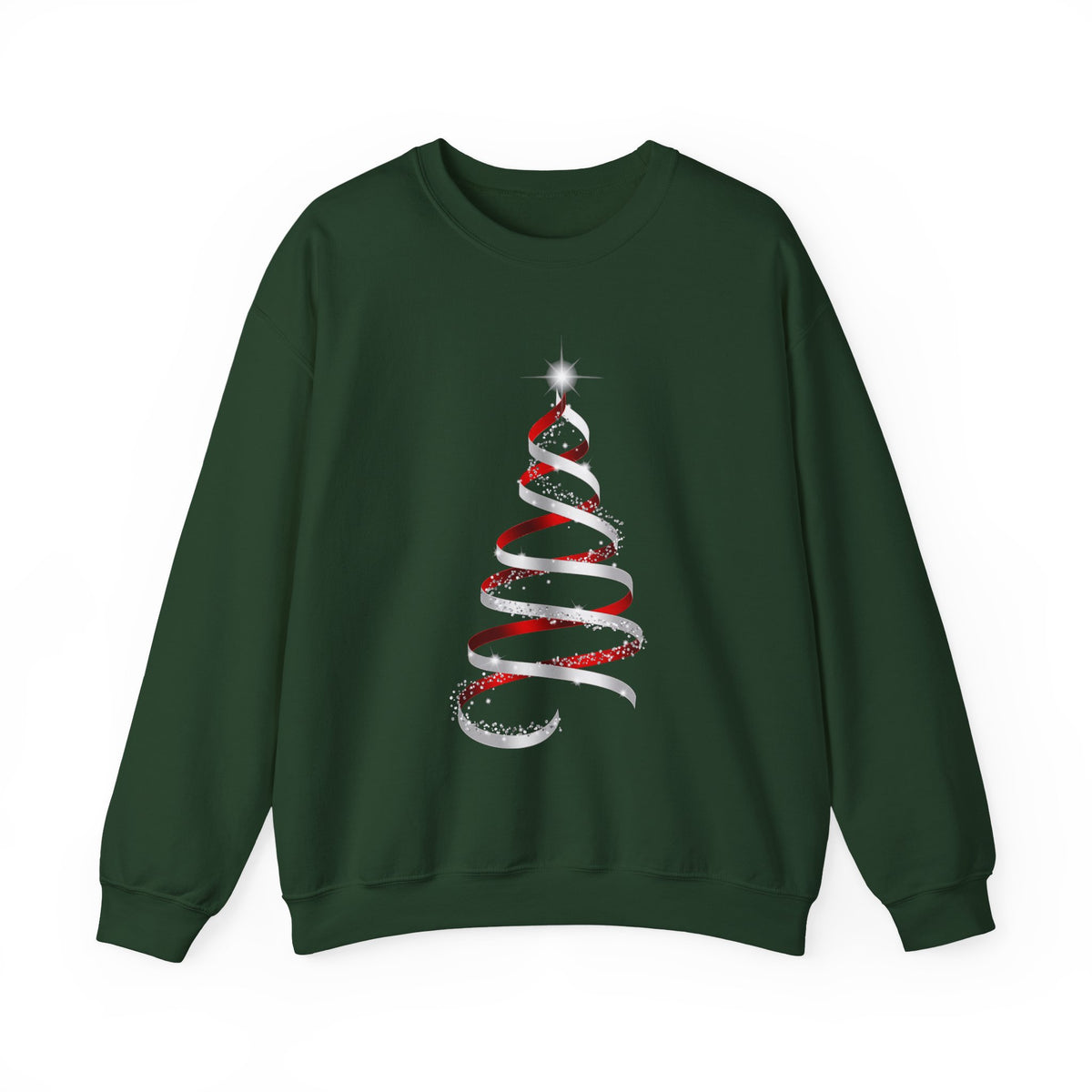 Minimal Red Ribbon Christmas Tree Sweatshirt