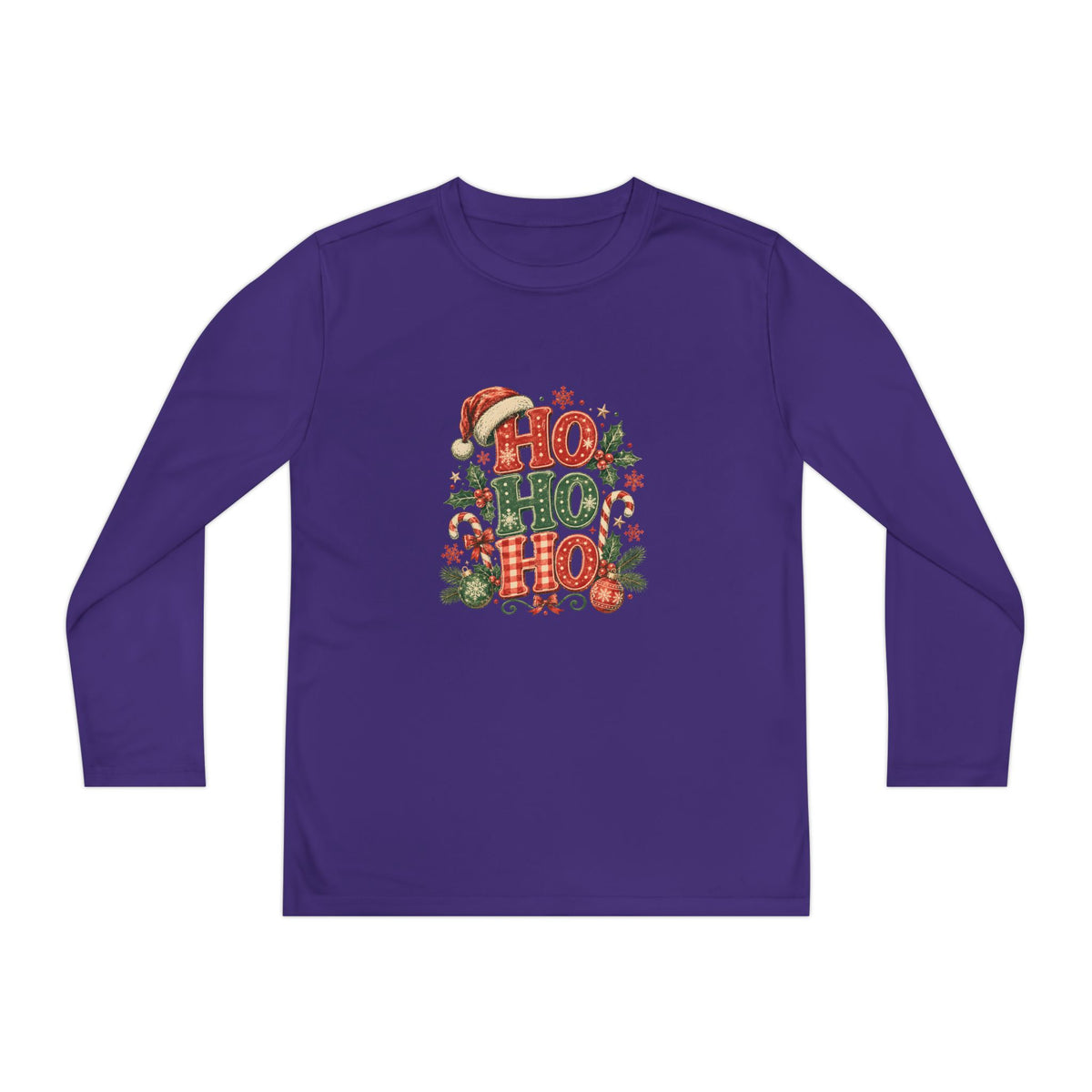 Kids Christmas Long Sleeve Tee — 'Ho Ho Ho' Holiday Graphic