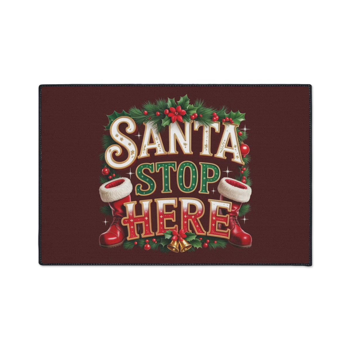 Santa Stop Here Heavy-Duty Floor Mat — Holiday Welcome Door Mat