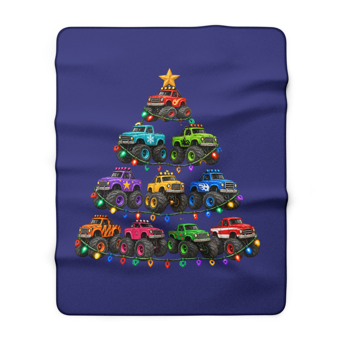 Christmas Monster Truck Tree Sherpa Blanket