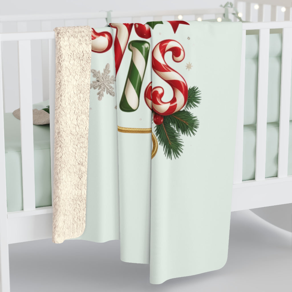 Candy Cane Wishes Sherpa Fleece Blanket — Cozy Christmas Holiday Throw