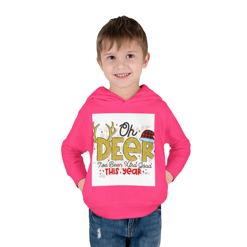 Toddler Hoodie — "Oh Deer I've Been Extra Good This Year" Christmas Pullover