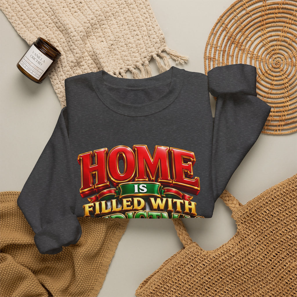 Christmas Love Crewneck Sweatshirt — "Home Is Filled With Christmas Love" Holiday Sweater