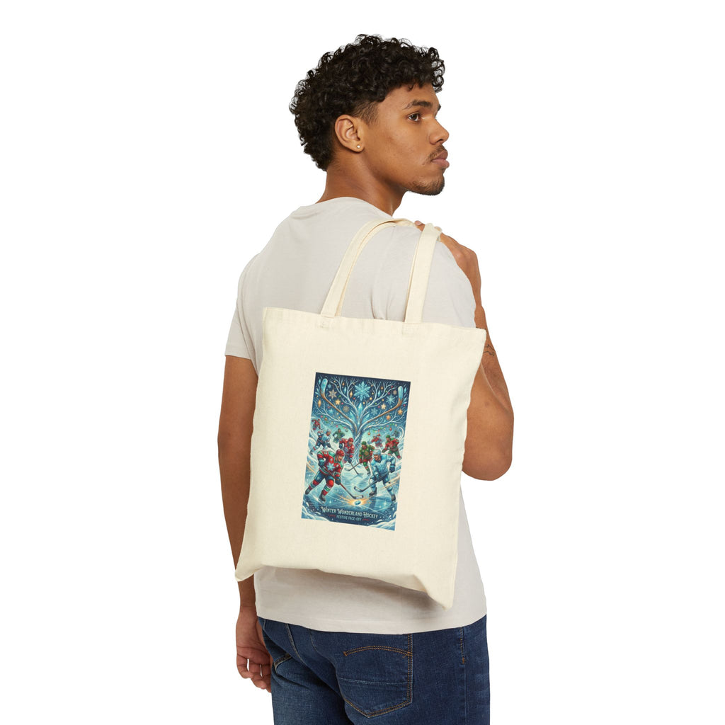 Holiday Snowman Dance Canvas Tote Bag — Festive Winter Market Grocery Bag