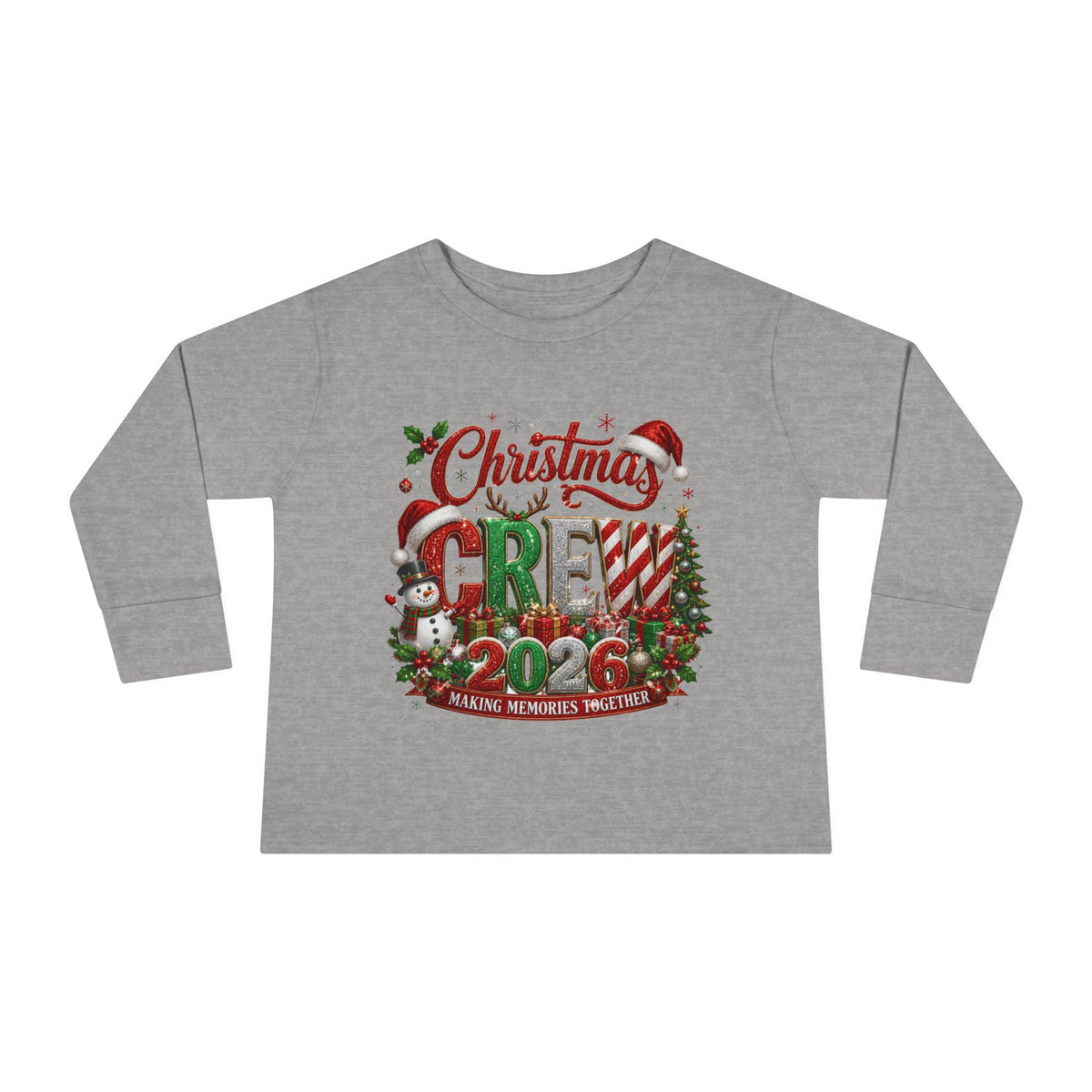 Toddler Long Sleeve Tee — "Christmas Crew 2026" Holiday Shirt
