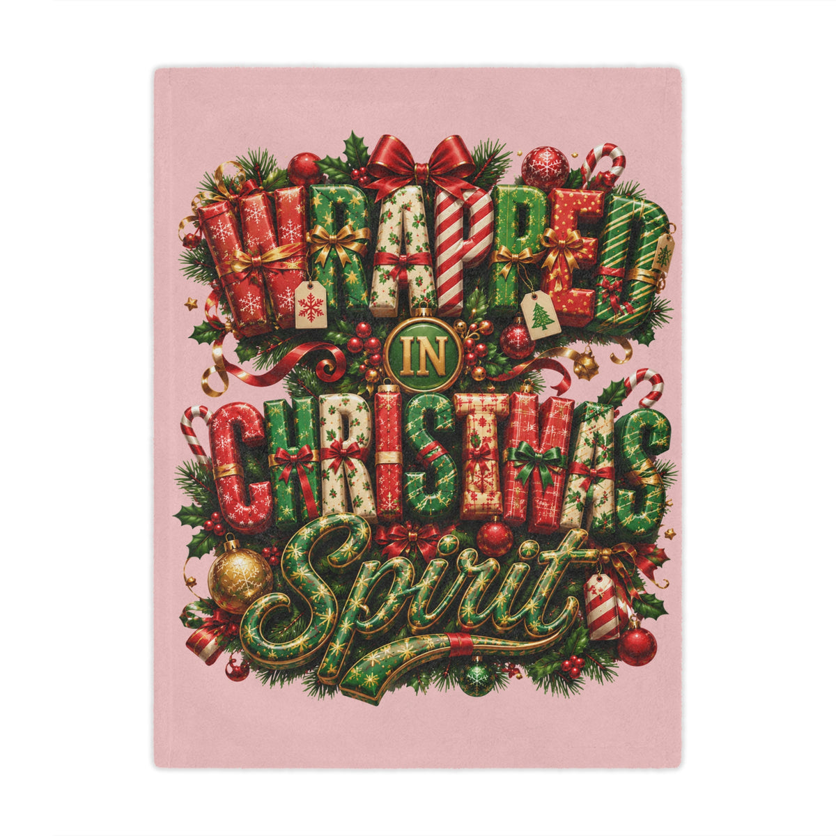 Christmas Spirit Minky Blanket — Wrapped in Christmas Spirit Holiday Throw