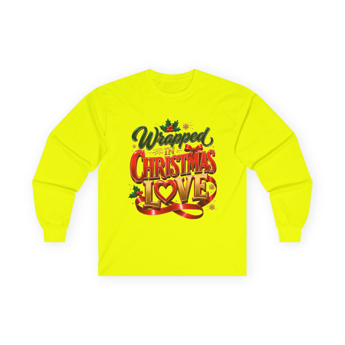Long Sleeve Tee — "Wrapped in Christmas Love" Holiday Graphic Shirt