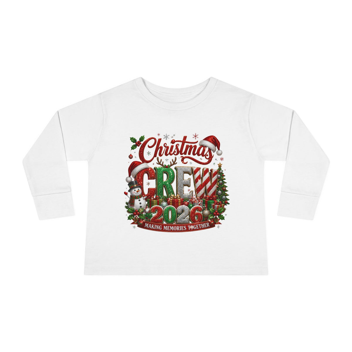 Toddler Long Sleeve Tee — "Christmas Crew 2026" Holiday Shirt