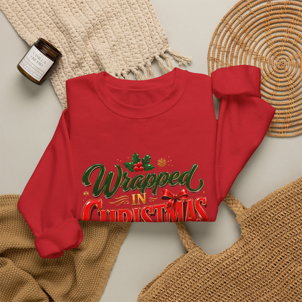 Christmas Sweatshirt — "Wrapped in Christmas Love" Festive Holiday Crewneck