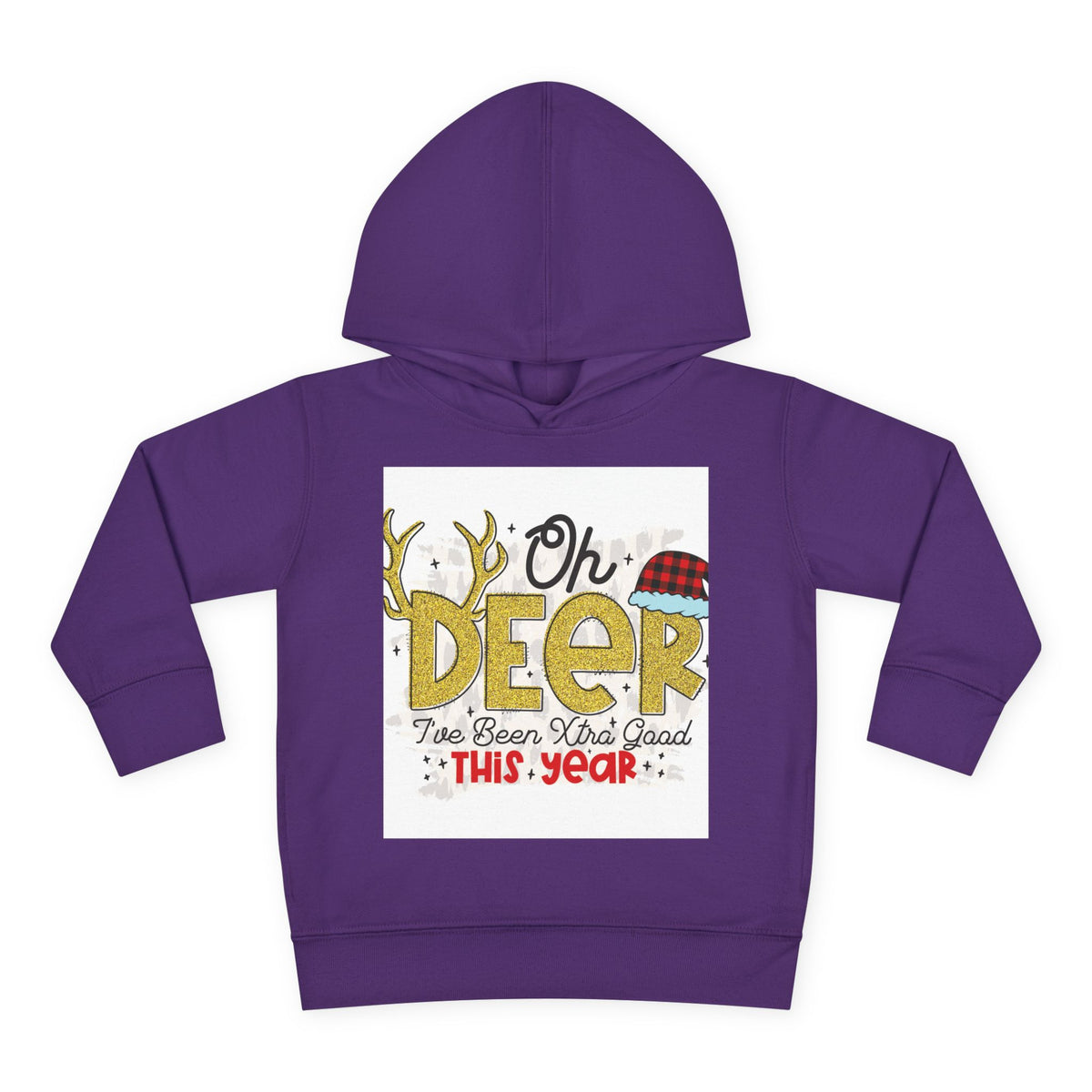 Toddler Hoodie — "Oh Deer I've Been Extra Good This Year" Christmas Pullover