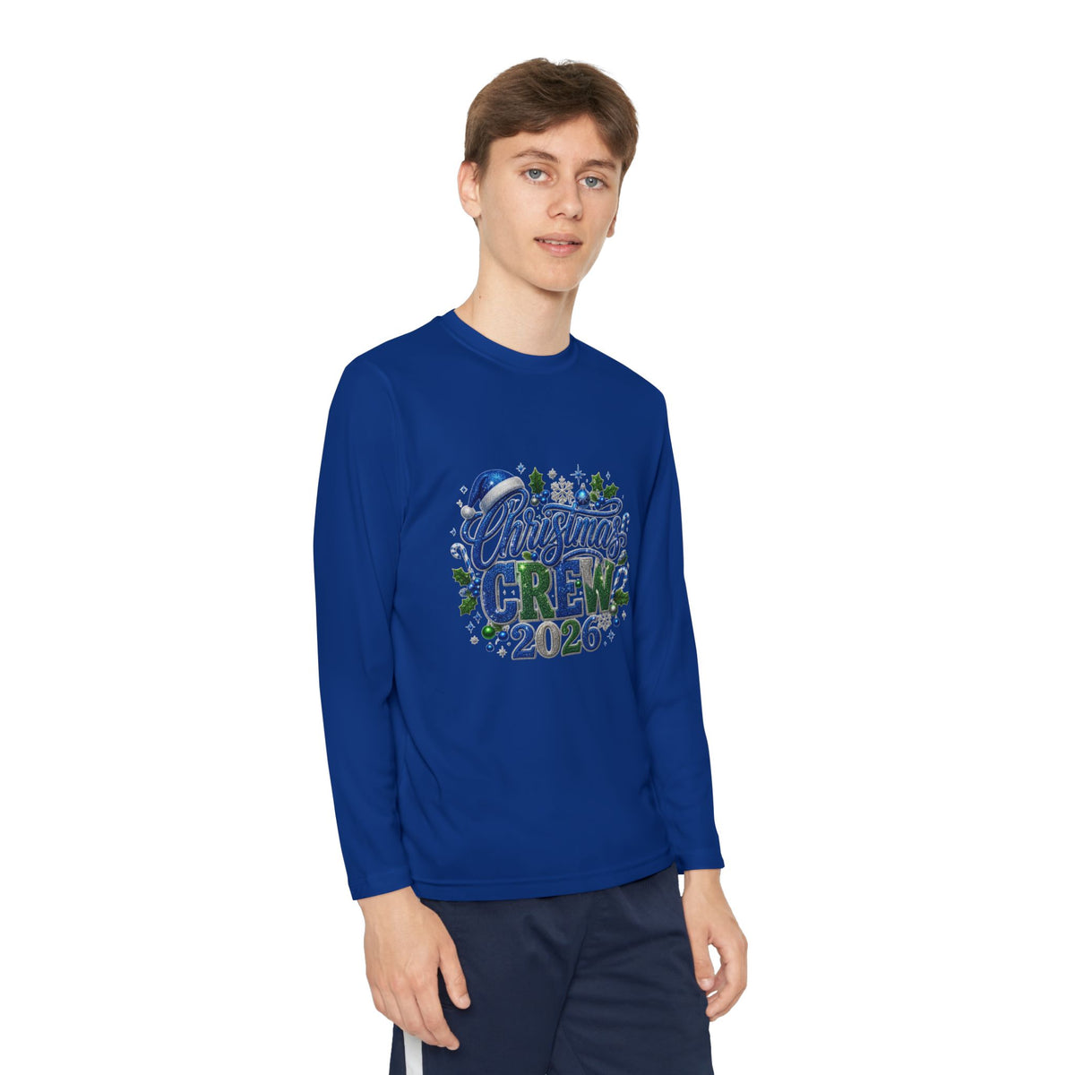 Youth Long Sleeve Tee — "Christmas Crew 2026" Holiday Shirt