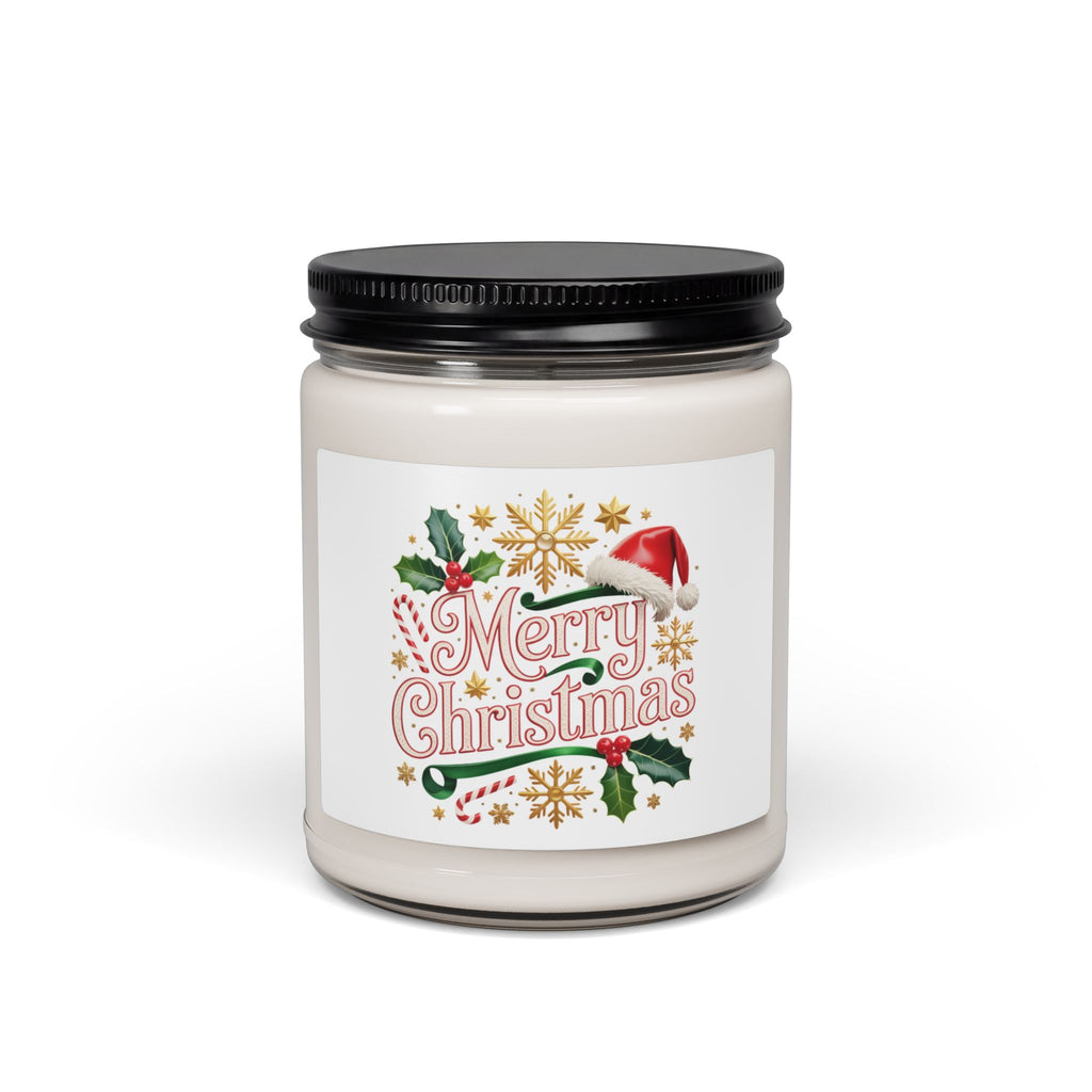Merry Christmas Scented Soy Candle — 9oz Holiday Jar Candle (Warm Winter Spice)