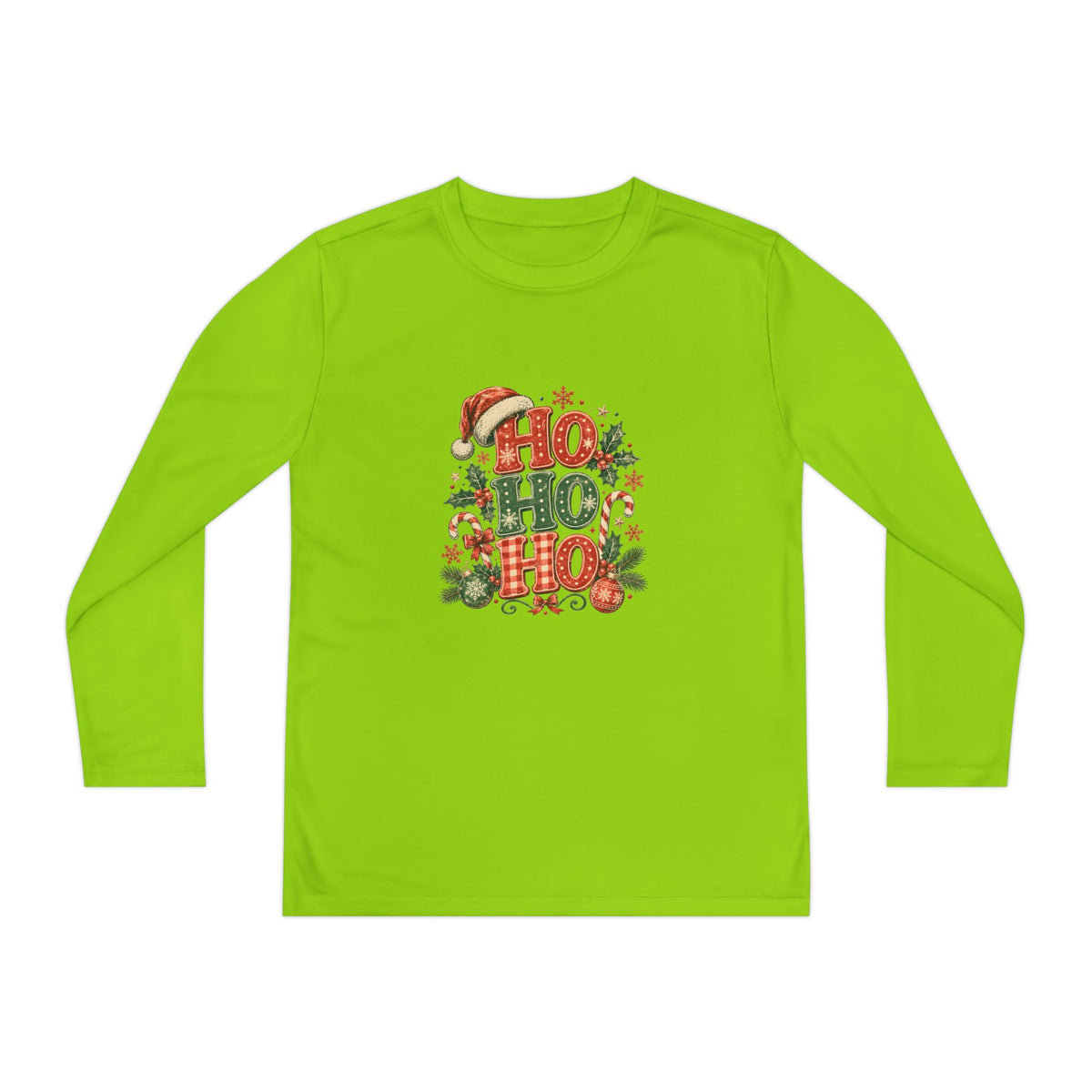 Kids Christmas Long Sleeve Tee — 'Ho Ho Ho' Holiday Graphic