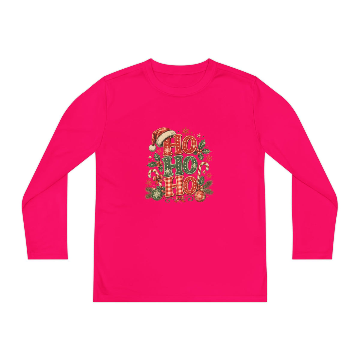 Kids Christmas Long Sleeve Tee — 'Ho Ho Ho' Holiday Graphic