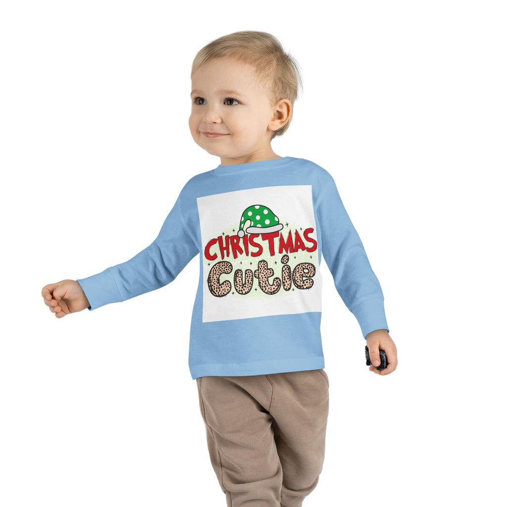 Toddler Long Sleeve Tee — "Christmas Cutie" Holiday Shirt