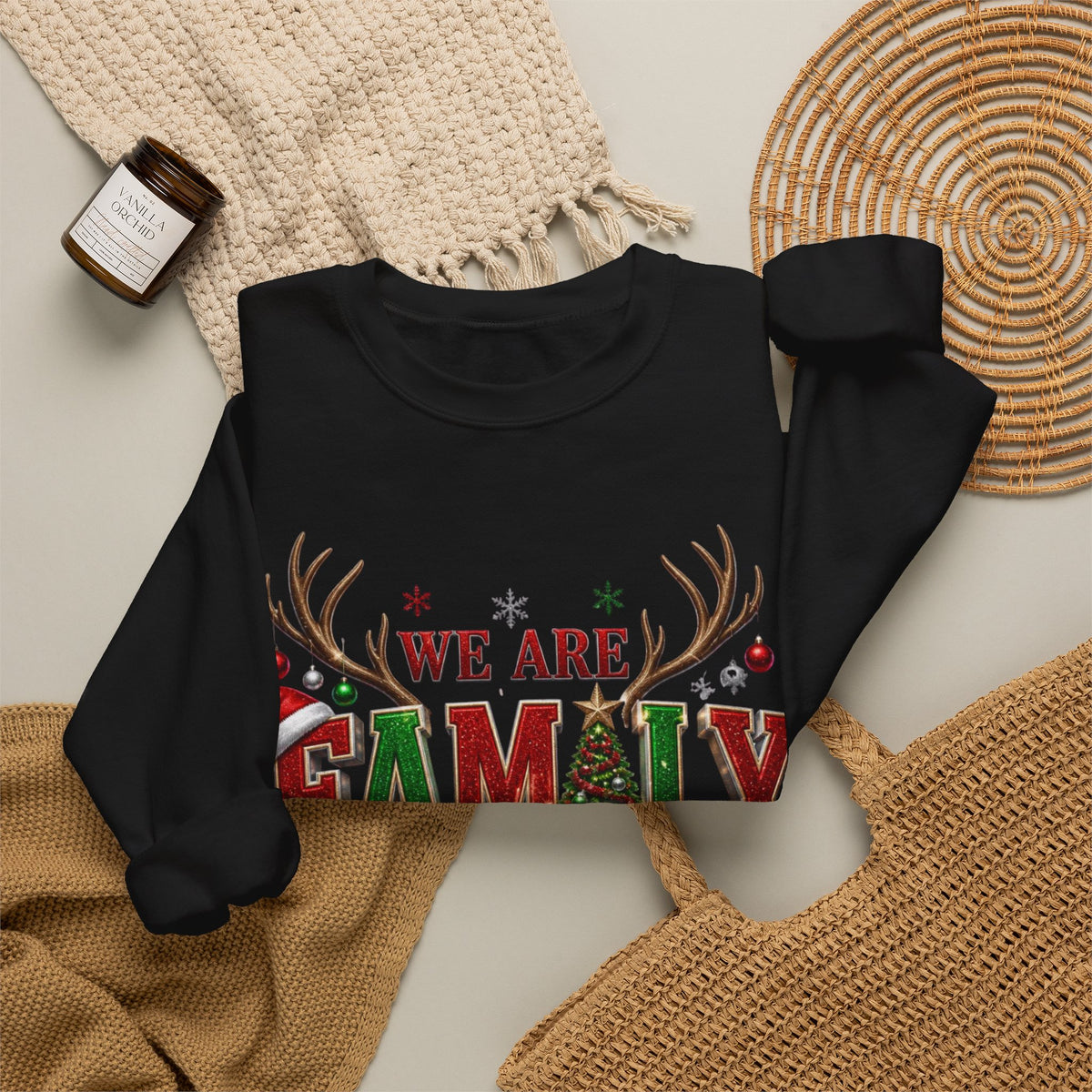 Family Christmas Sweatshirt — "We Are Family" Holiday Crewneck