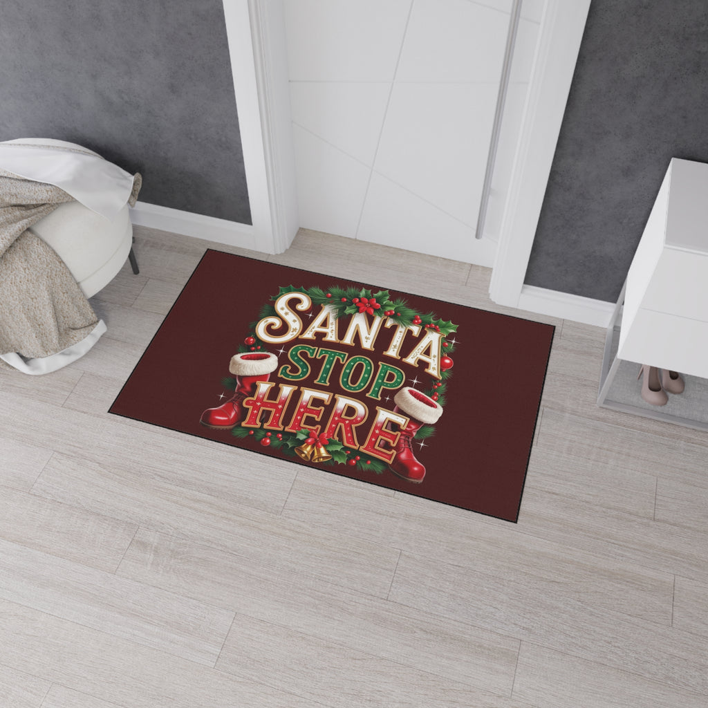 Santa Stop Here Heavy-Duty Floor Mat — Holiday Welcome Door Mat