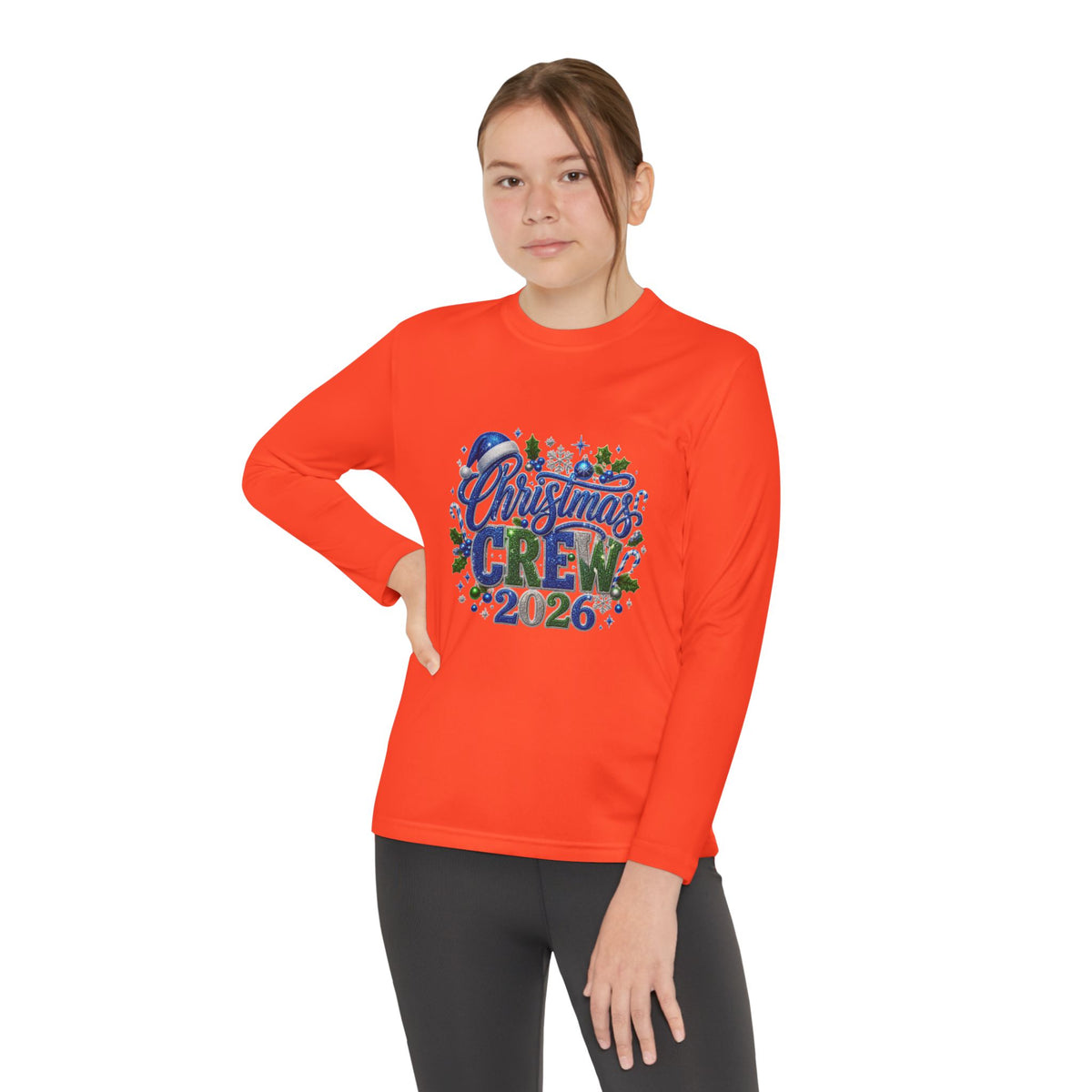 Youth Long Sleeve Tee — "Christmas Crew 2026" Holiday Shirt