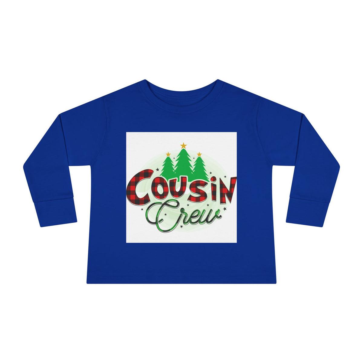 Cousin Crew Toddler Long Sleeve Tee — Christmas Plaid Holiday Shirt for Kids