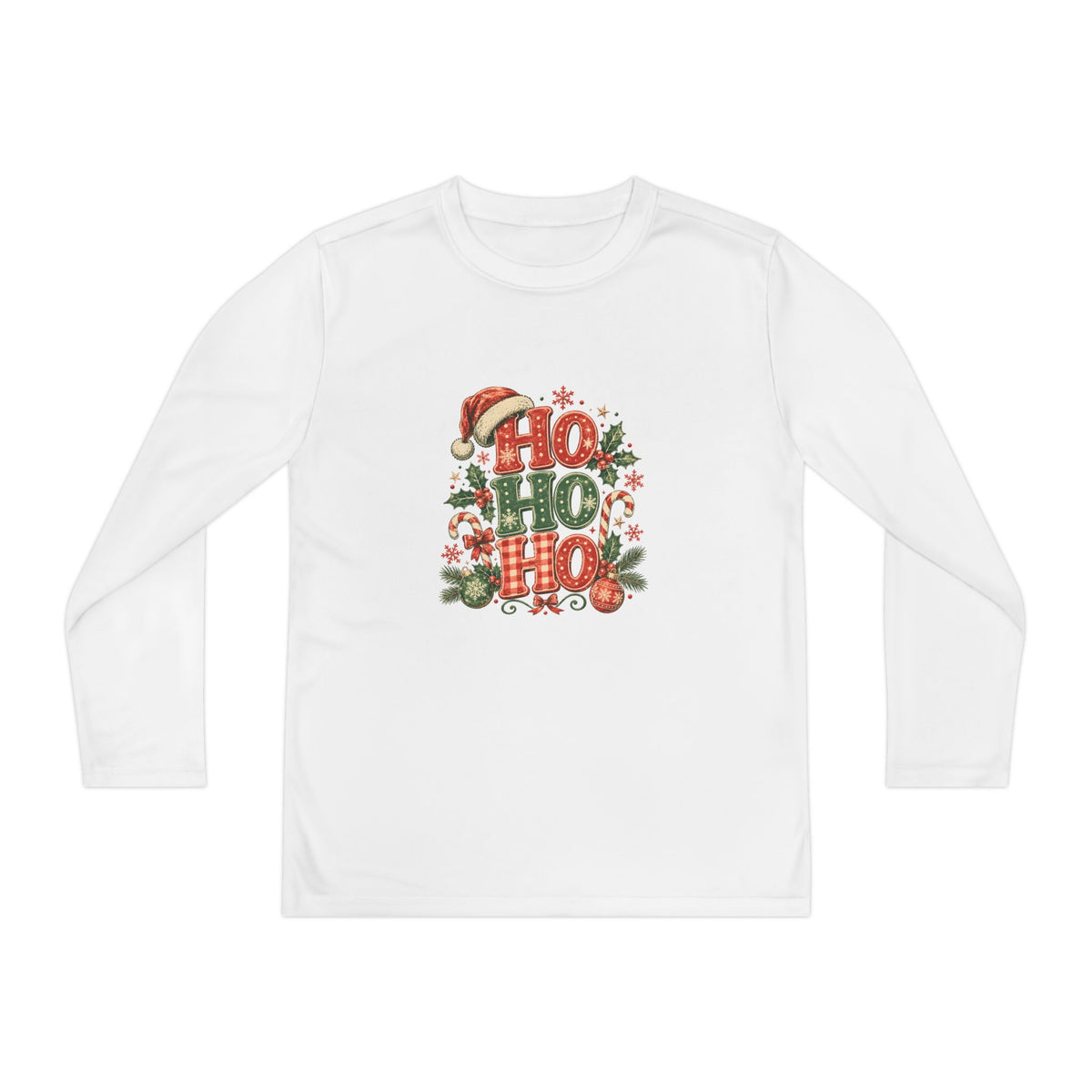 Kids Christmas Long Sleeve Tee — 'Ho Ho Ho' Holiday Graphic
