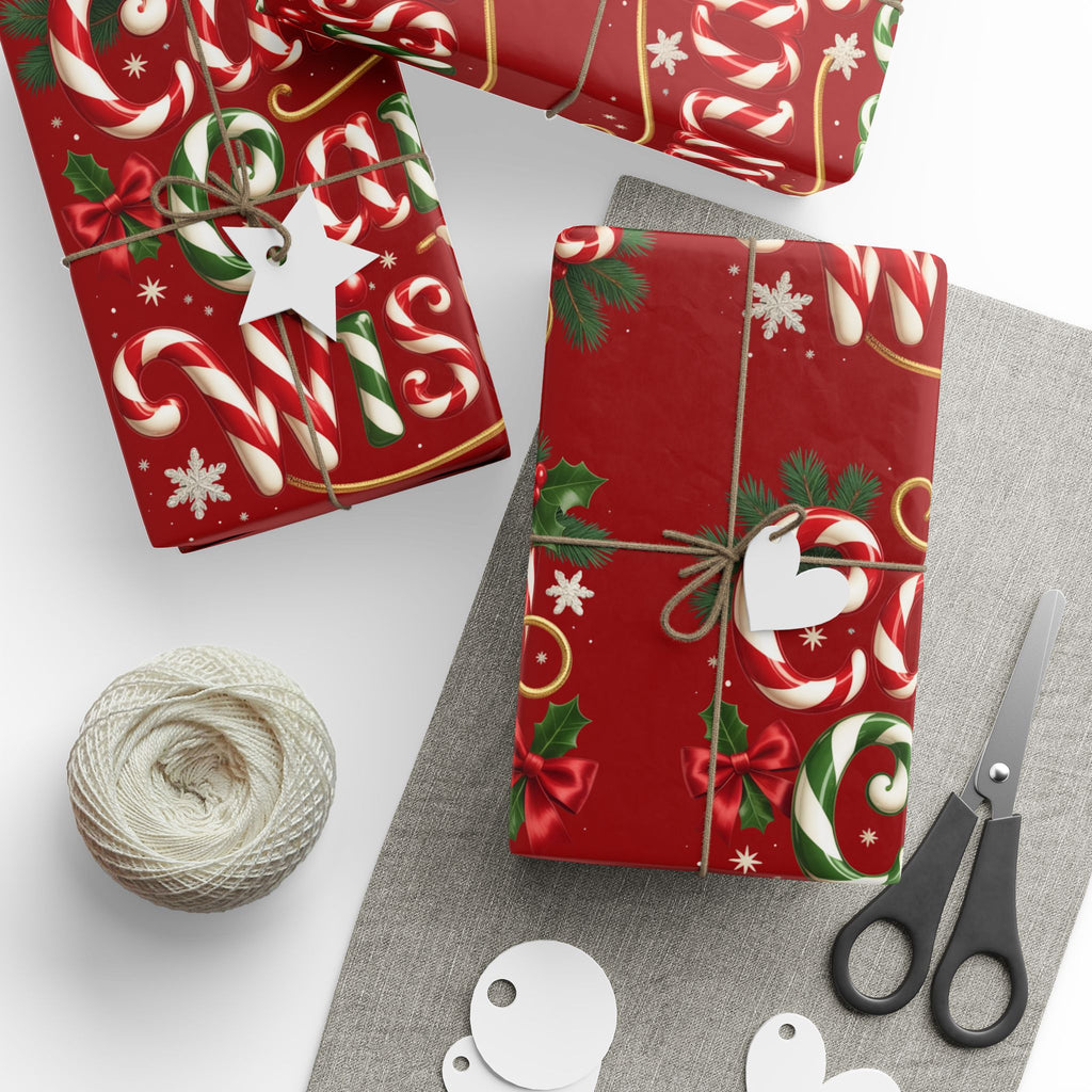 Candy Cane Wishes Wrapping Paper – Festive Holiday Gift Wrap