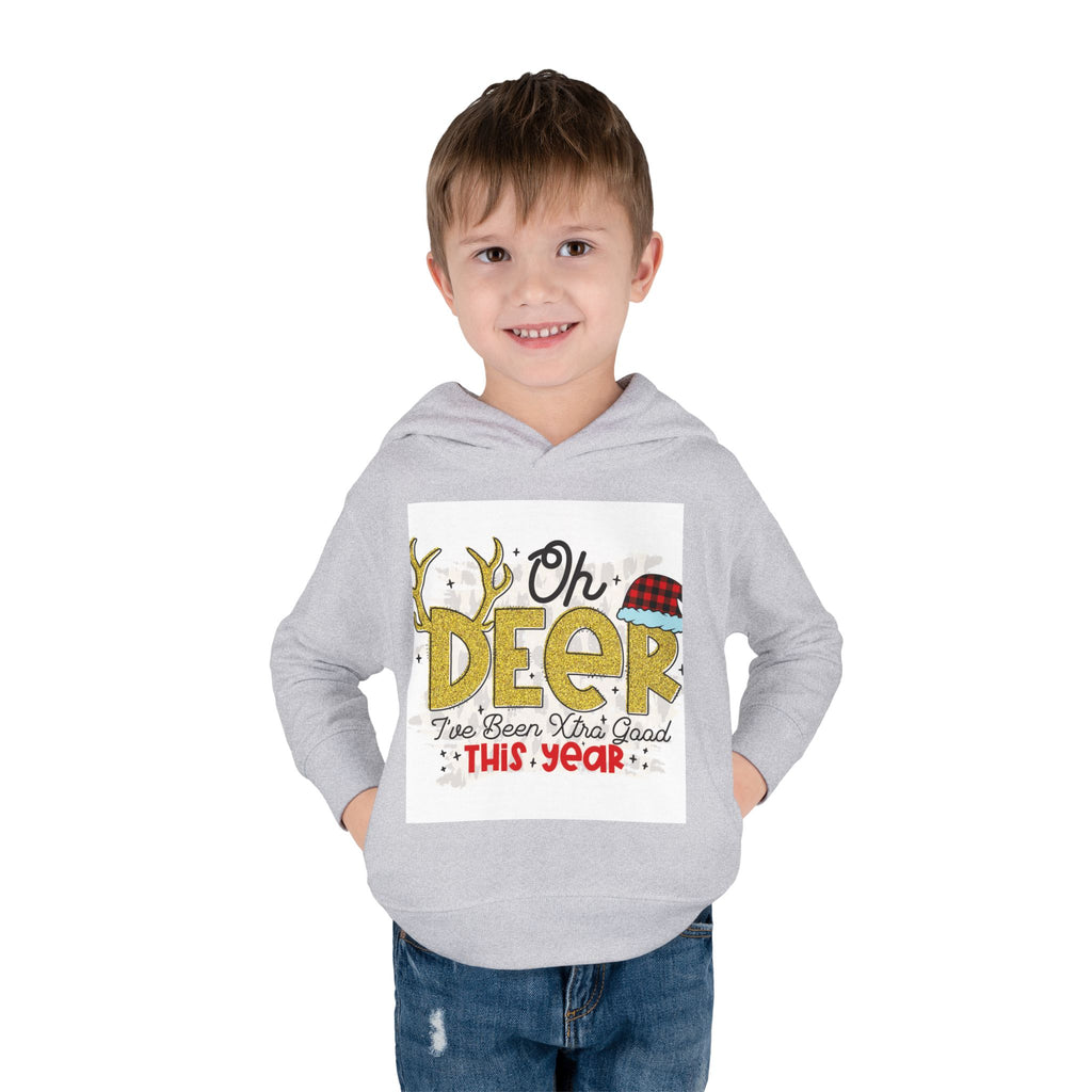 Toddler Hoodie — "Oh Deer I've Been Extra Good This Year" Christmas Pullover