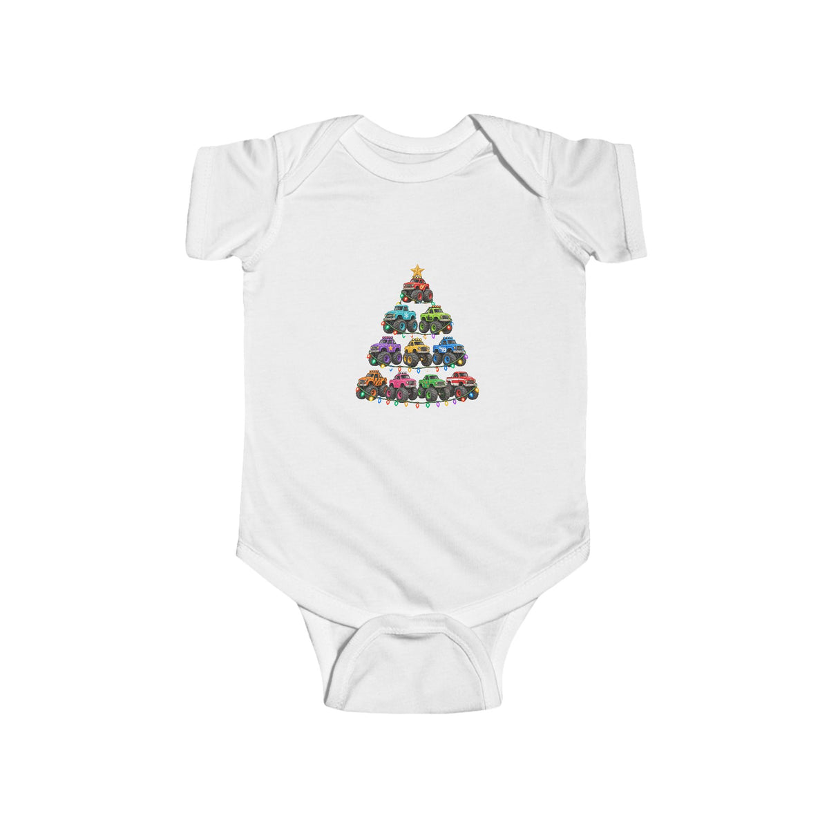 Baby Bodysuit — Colorful Floral Christmas Tree Infant Onesie