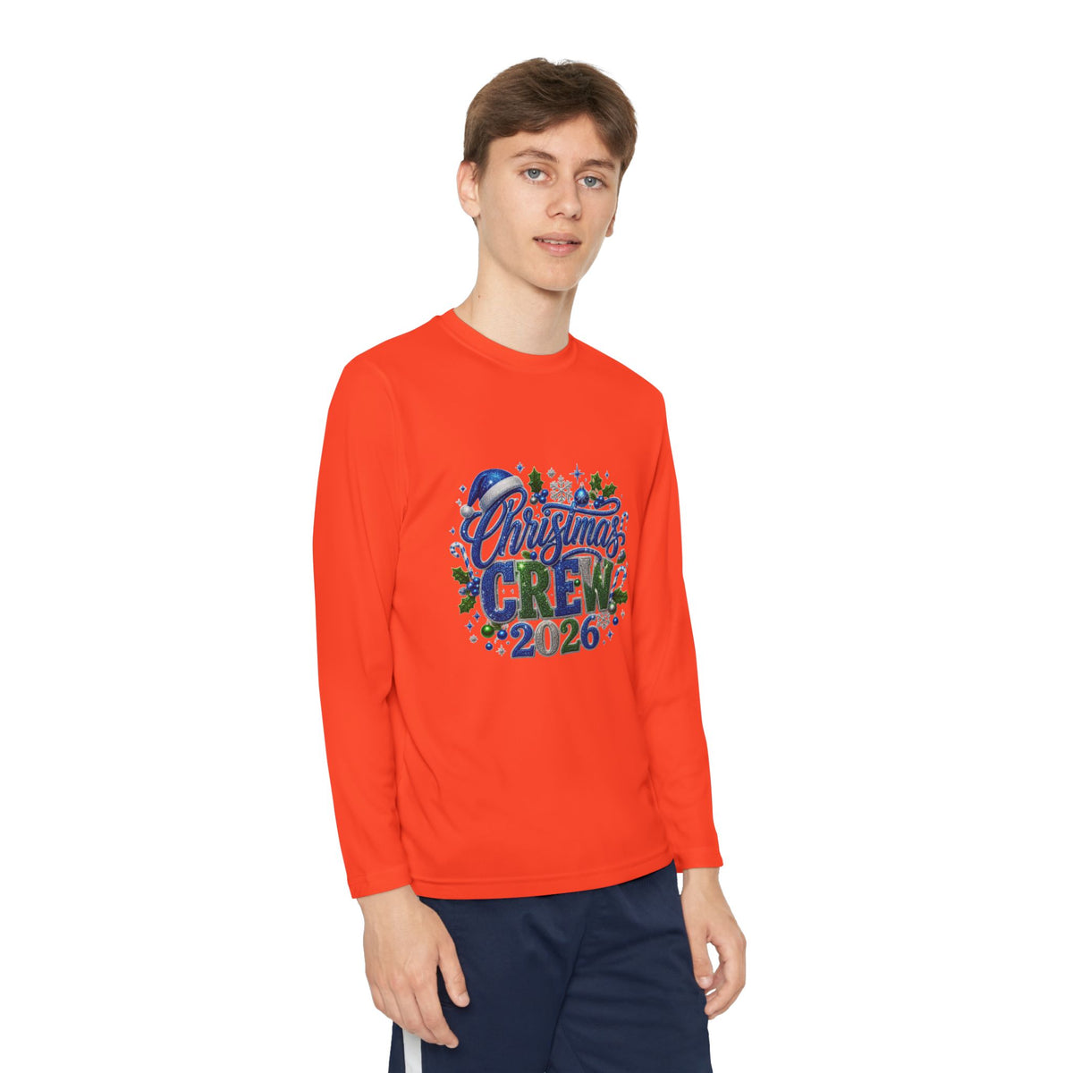 Youth Long Sleeve Tee — "Christmas Crew 2026" Holiday Shirt