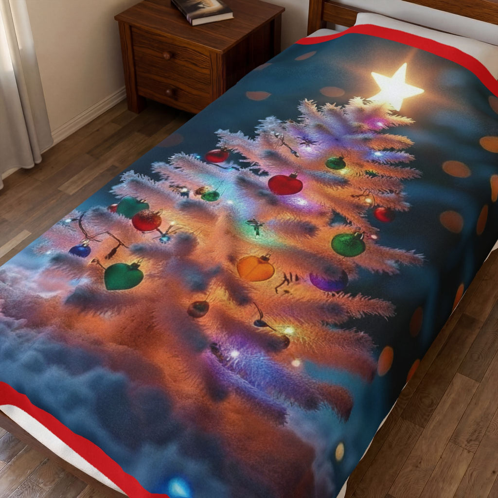 Glowing Christmas Tree Velveteen Plush Blanket