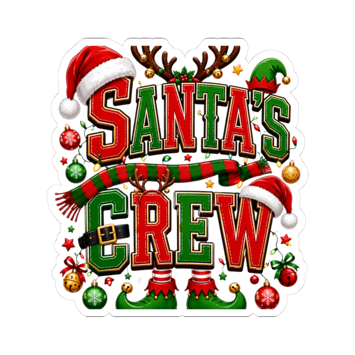 Santa’s Crew Christmas Sticker — Festive Kiss-Cut Holiday Decal