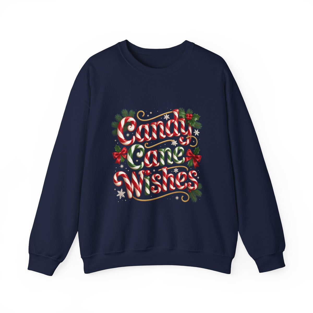 Crewneck Sweatshirt - "Candy Cane Wishes" Festive Holiday Sweater