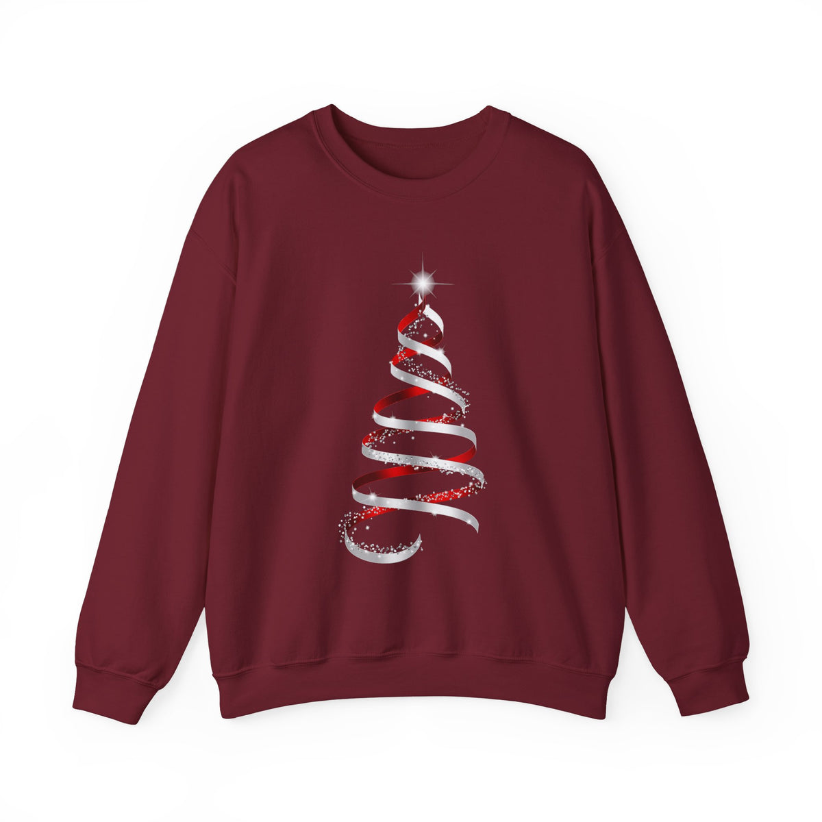 Minimal Red Ribbon Christmas Tree Sweatshirt