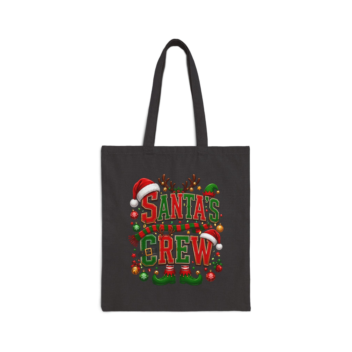 Santa's Crew Canvas Tote Bag — Festive Christmas Holiday Gift Bag