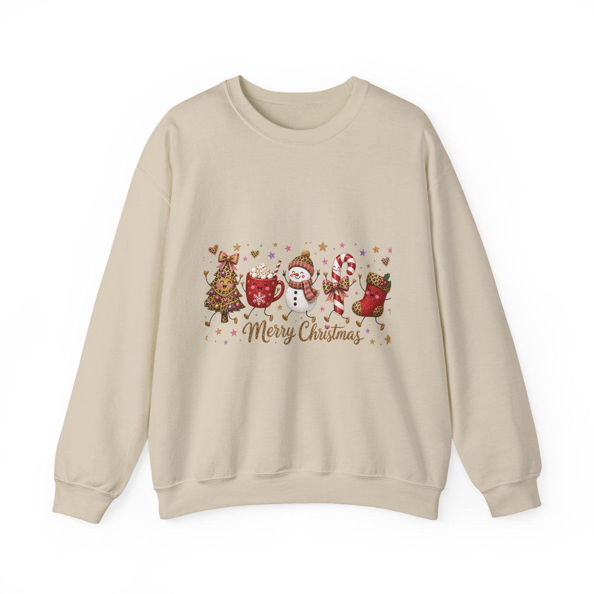 Christmas Crewneck Sweatshirt — Merry Christmas Snowman & Stocking Holiday Pullover