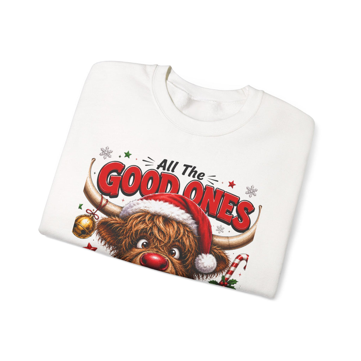 Naughty Highland Cow Christmas Sweatshirt – "All the Good Ones Are a Little Naughty"