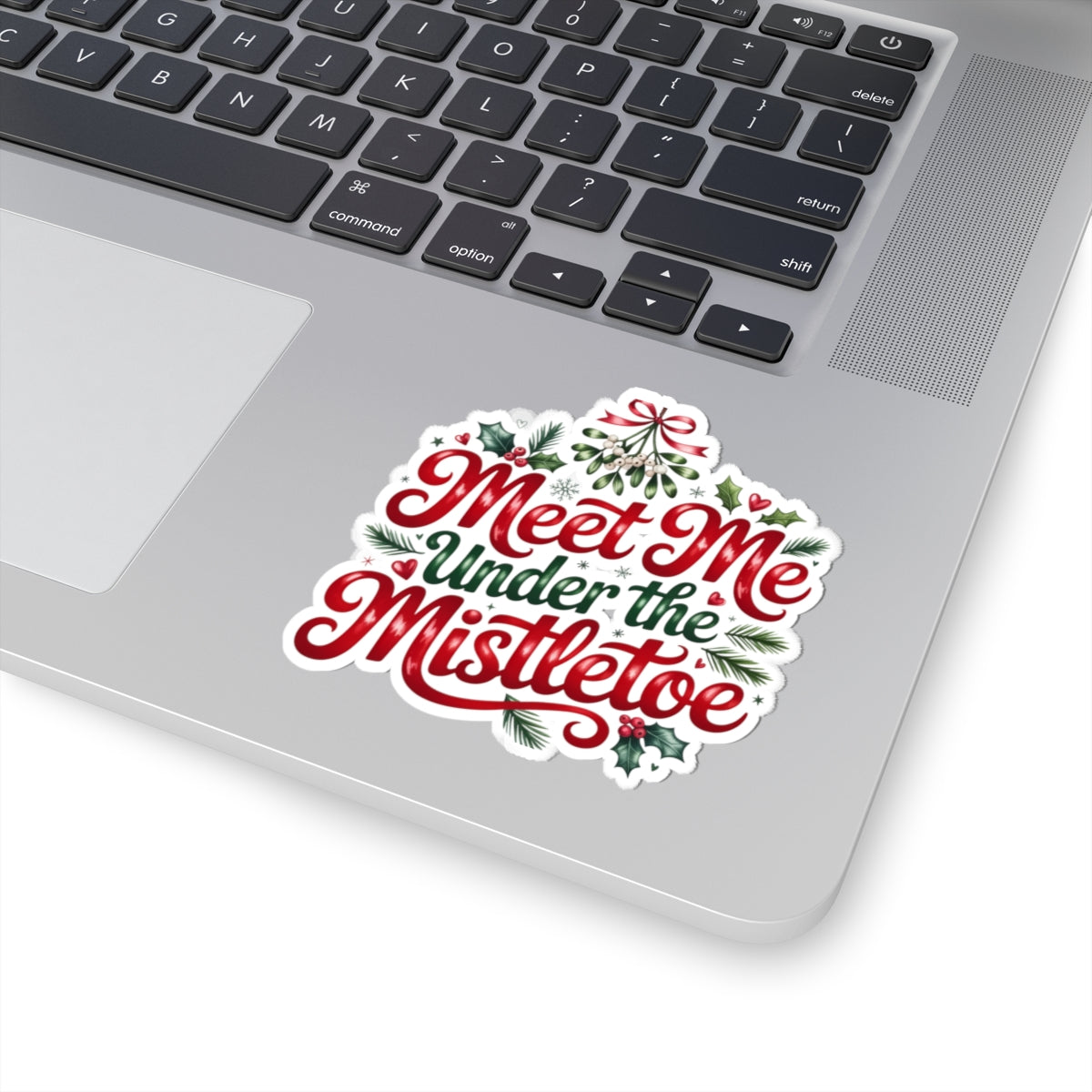 Meet Me Under the Mistletoe Kiss-Cut Sticker — Christmas Holiday Decorative Decal