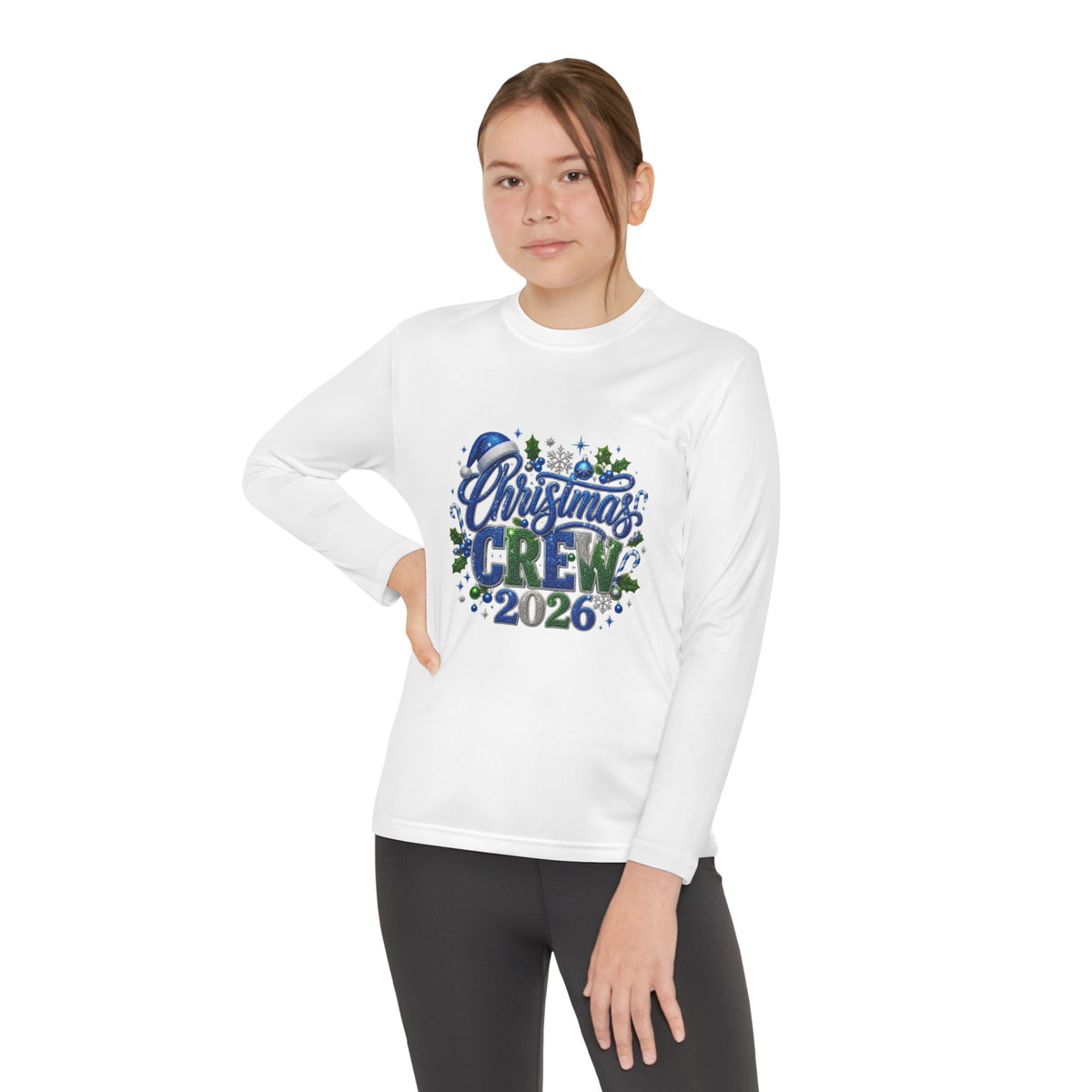Youth Long Sleeve Tee — "Christmas Crew 2026" Holiday Shirt