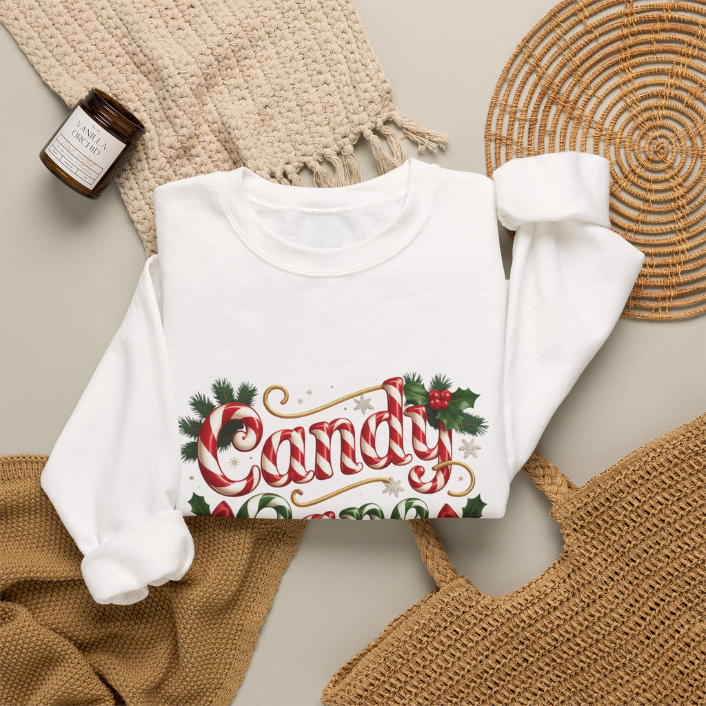 Crewneck Sweatshirt — "Candy Cane Wishes" Christmas Holiday Sweater