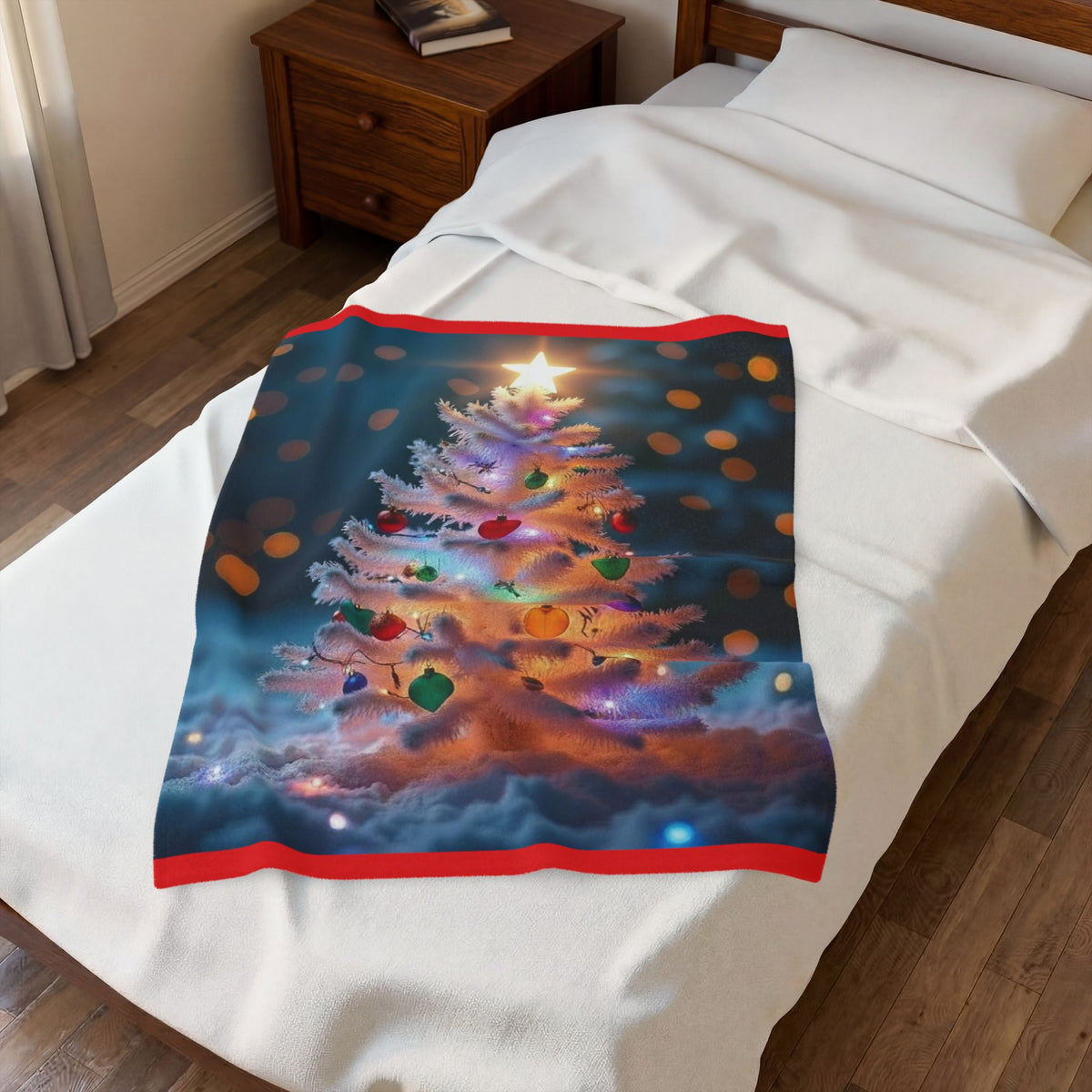Glowing Christmas Tree Velveteen Plush Blanket
