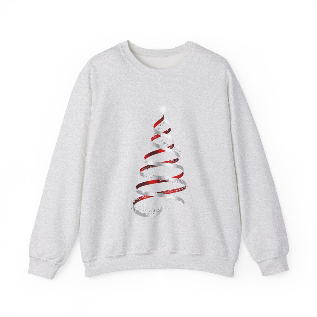 Minimal Red Ribbon Christmas Tree Sweatshirt