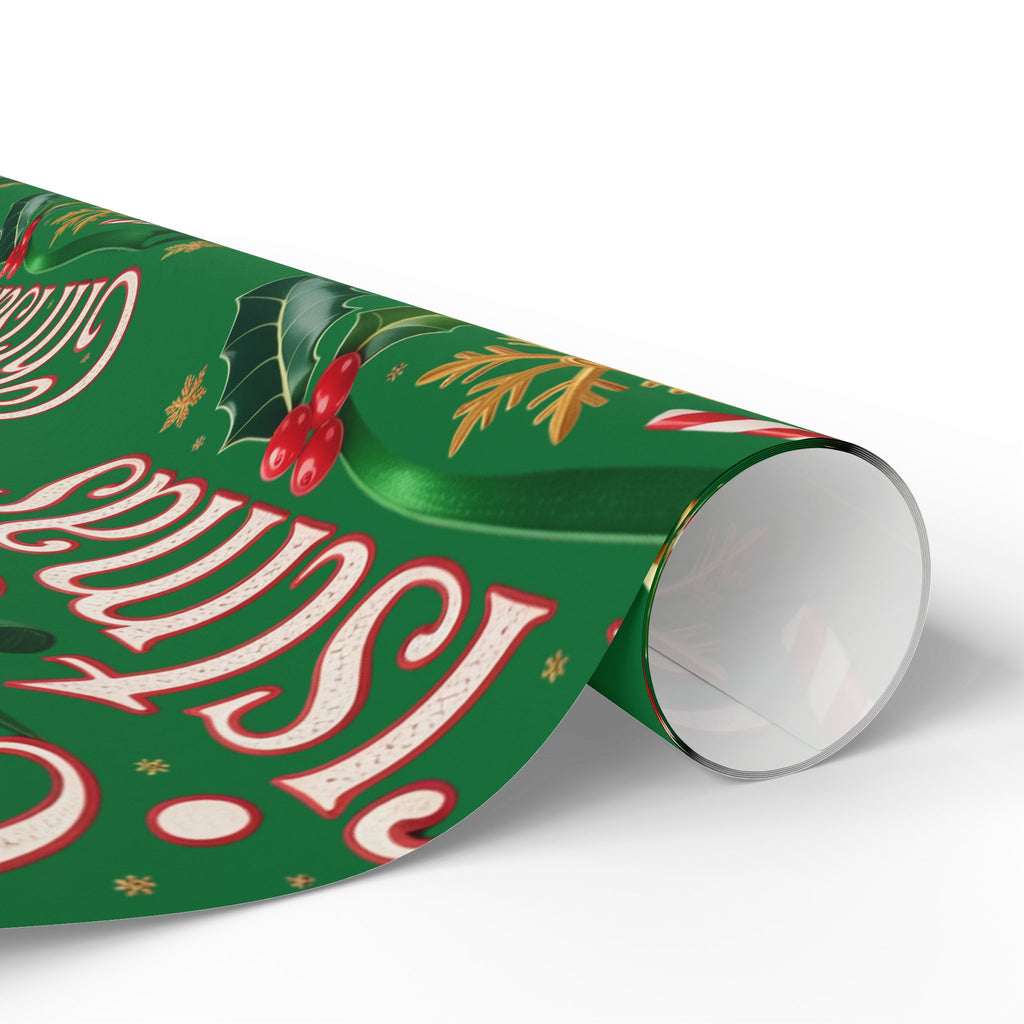 Merry Christmas Wrapping Paper – Festive Holly & Santa Hat Gift Wrap