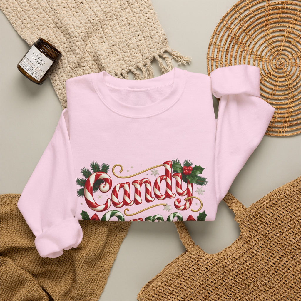 Crewneck Sweatshirt — "Candy Cane Wishes" Christmas Holiday Sweater
