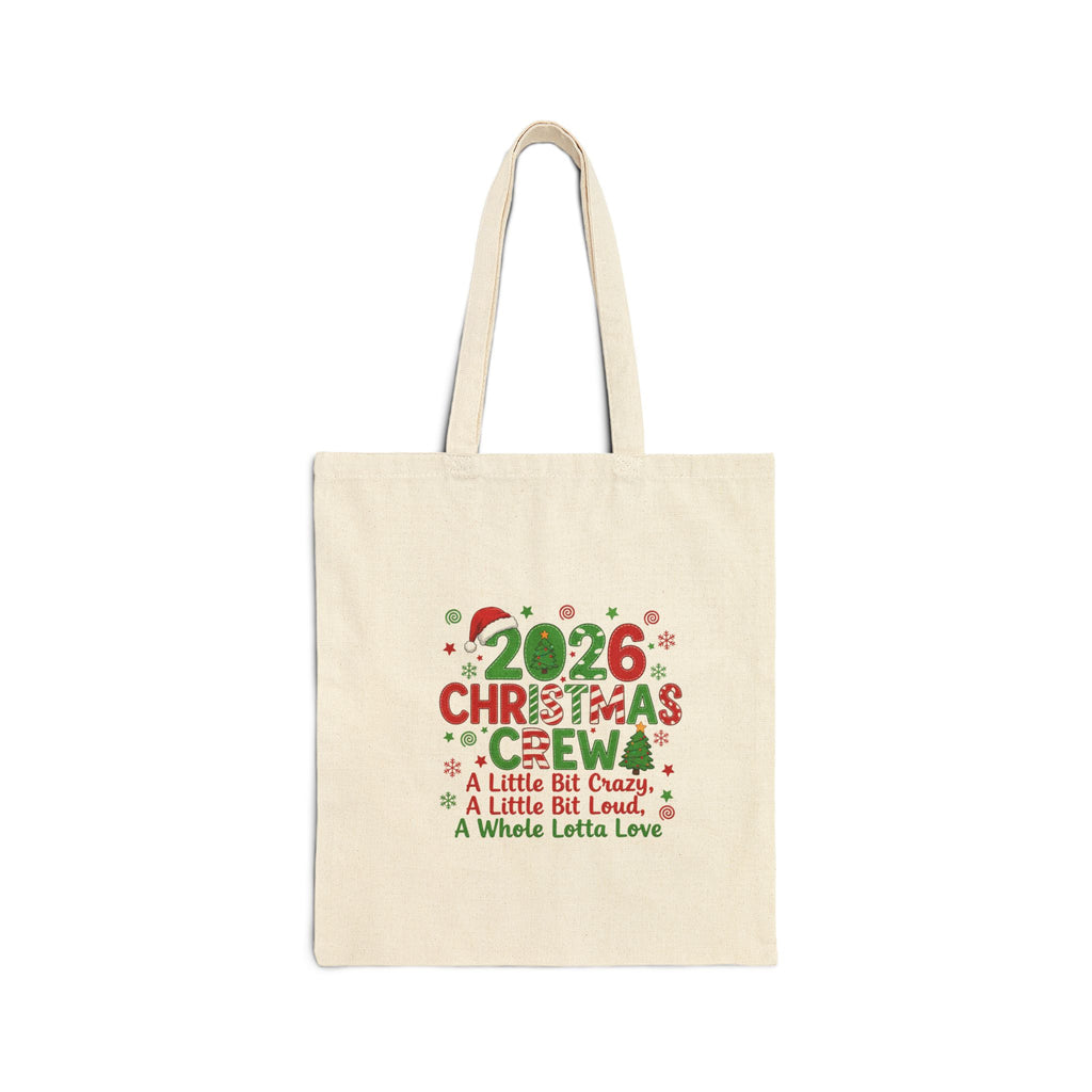 2026 Christmas Crew Tote Bag — Festive Holiday Cotton Canvas Gift Tote