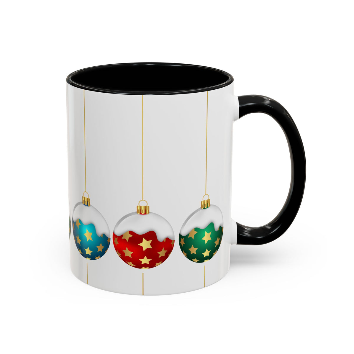 Holiday Ornament Accent Coffee Mug — Festive Christmas Baubles (11/15oz)