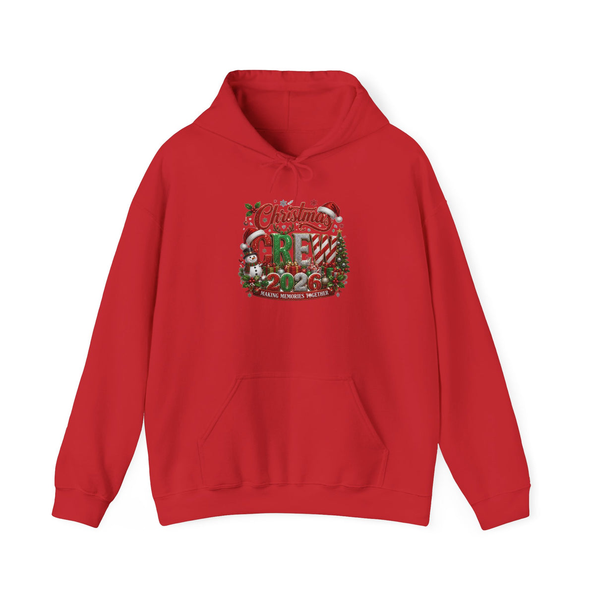 Christmas Crew Hoodie - Festive Pinecone & Wreath Holiday Sweatshirt