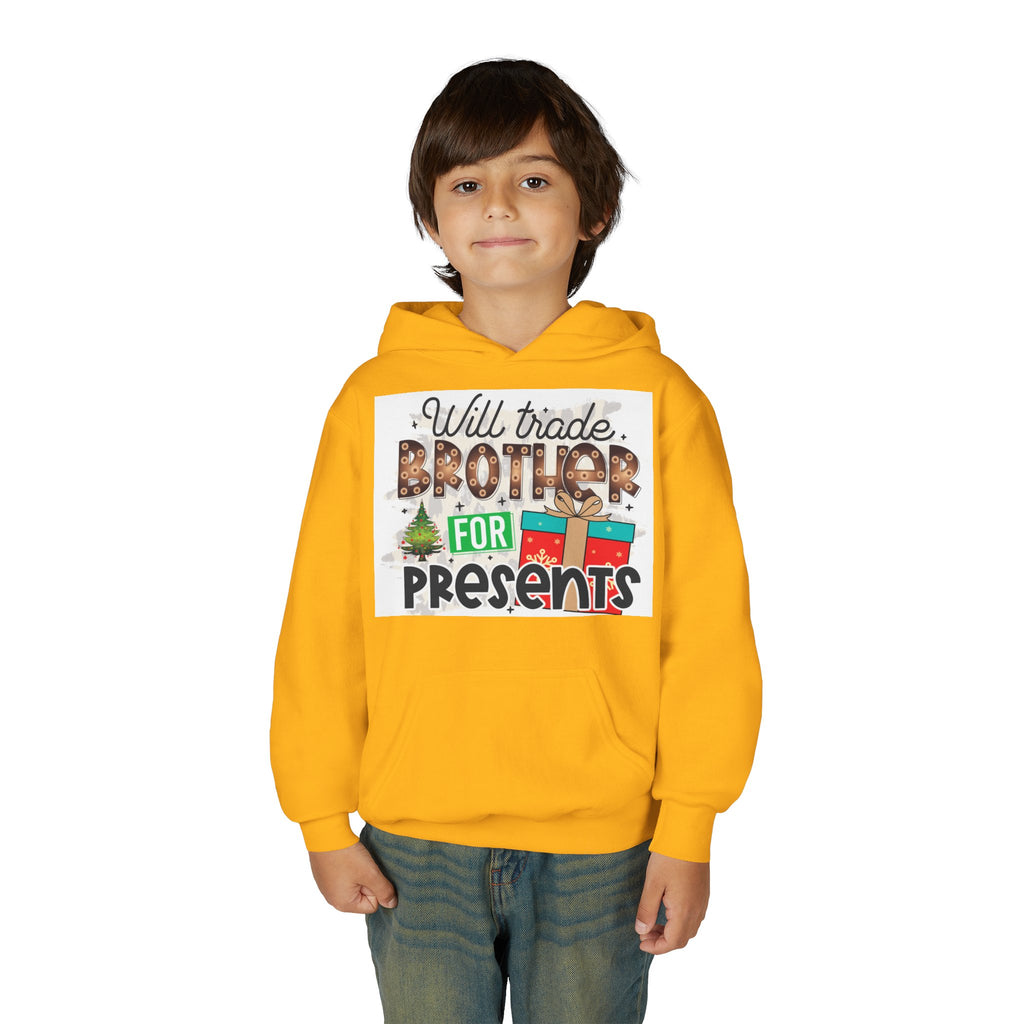 Kid’s Christmas Hoodie - "Will Trade Brother for Presents" Holiday Sweatshirt