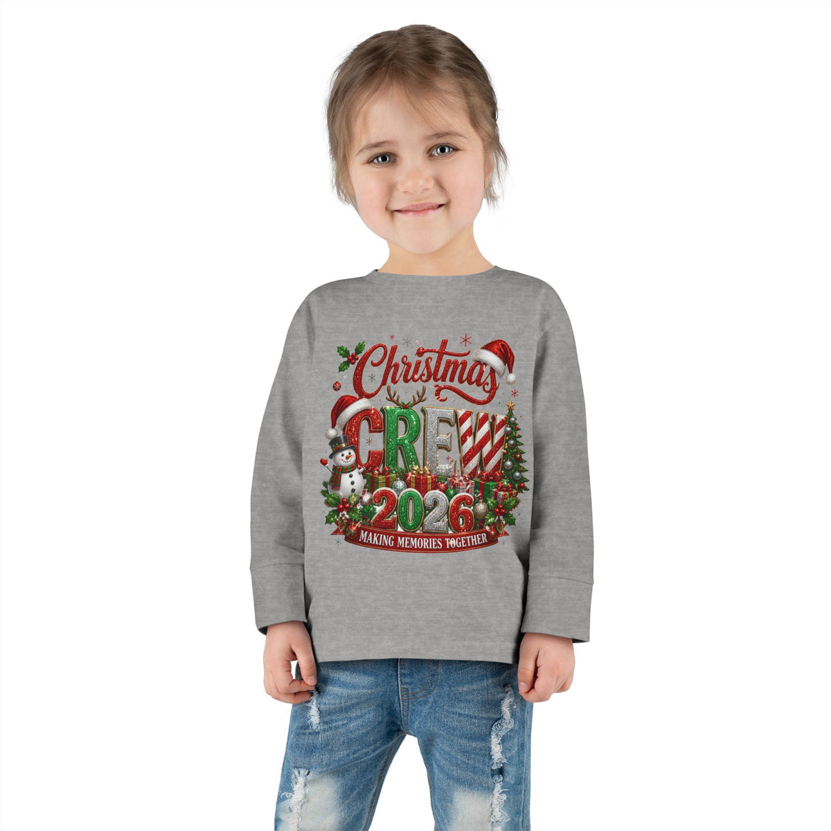 Toddler Long Sleeve Tee — "Christmas Crew 2026" Holiday Shirt