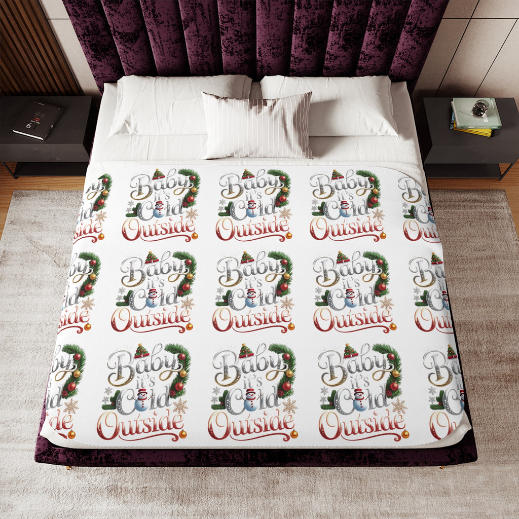 Christmas Cozy Sherpa Blanket – "Busy Being Festive" Holiday Throw
