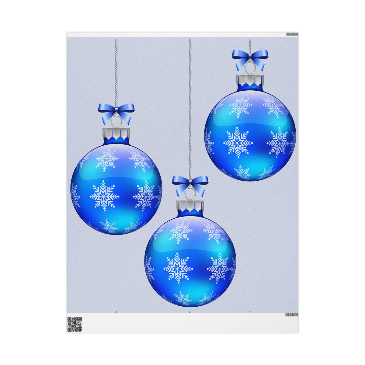 Blue Ornament Wrapping Paper - Holiday Christmas Gift Wrap with Blue Baubles Pattern